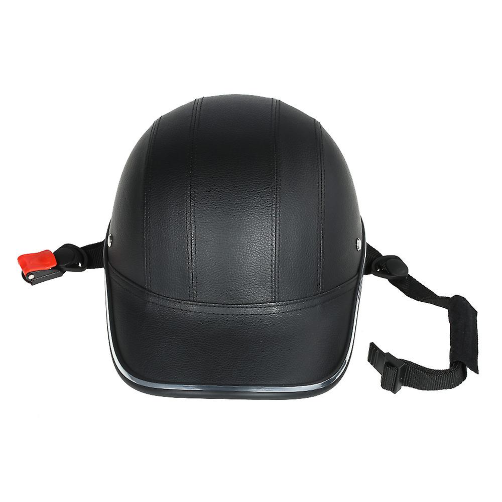 Black Motorcycle Helmet Half Face Baseball Cap Style With Sun Visor