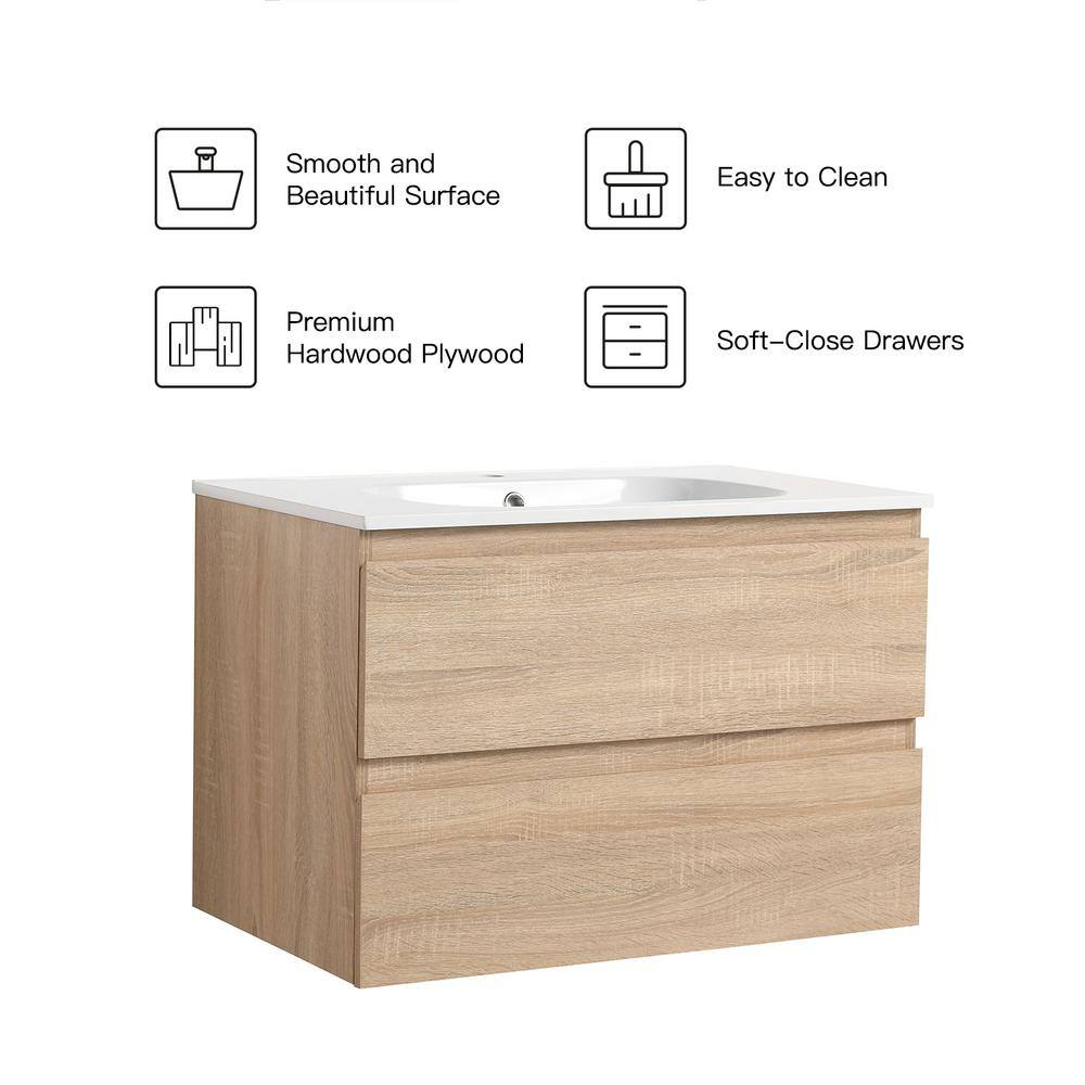 UPIKER Modern 18 in. W x 30 in. D x 20.5 in. H Wall Hung Bath Vanity Cabinet without Top in Light Oak UP2208BCL30002