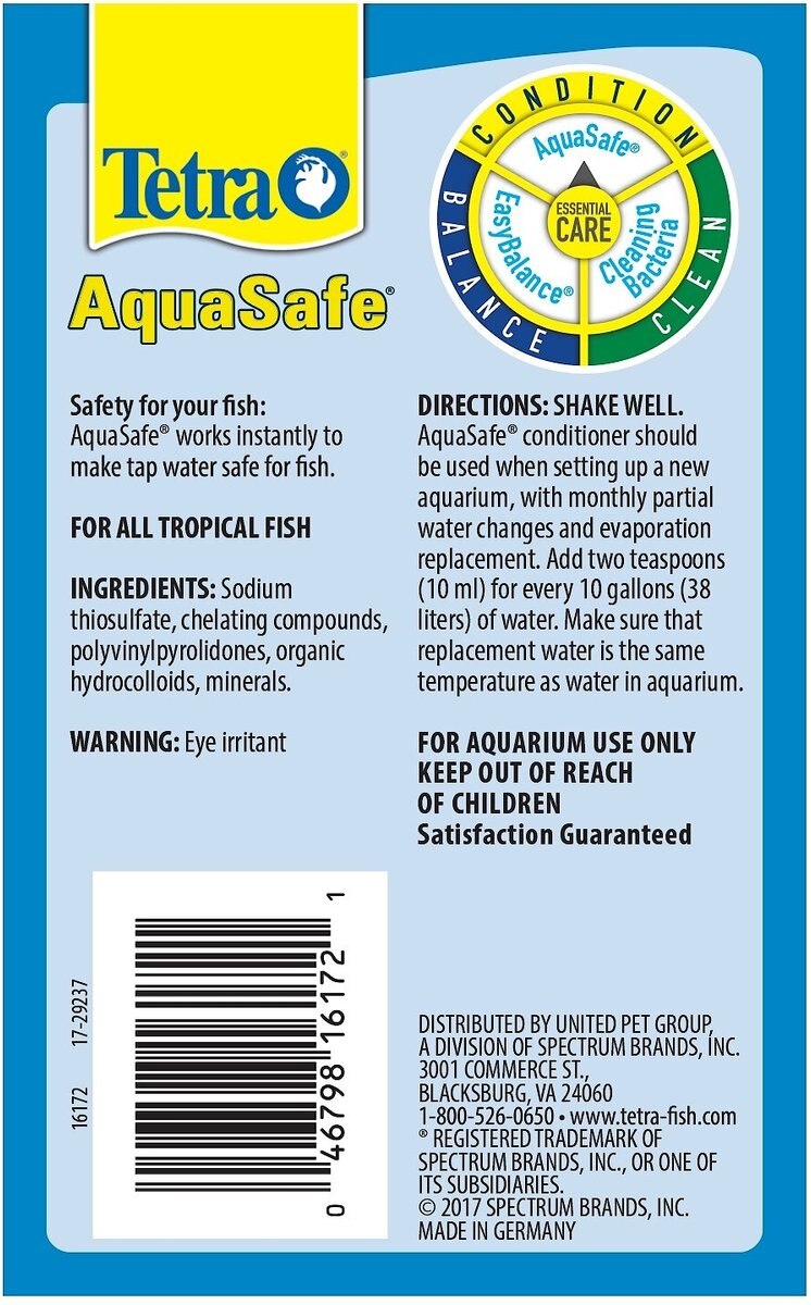 Tetra AquaSafe Aquarium Water Conditioner， 8.45-oz bottle