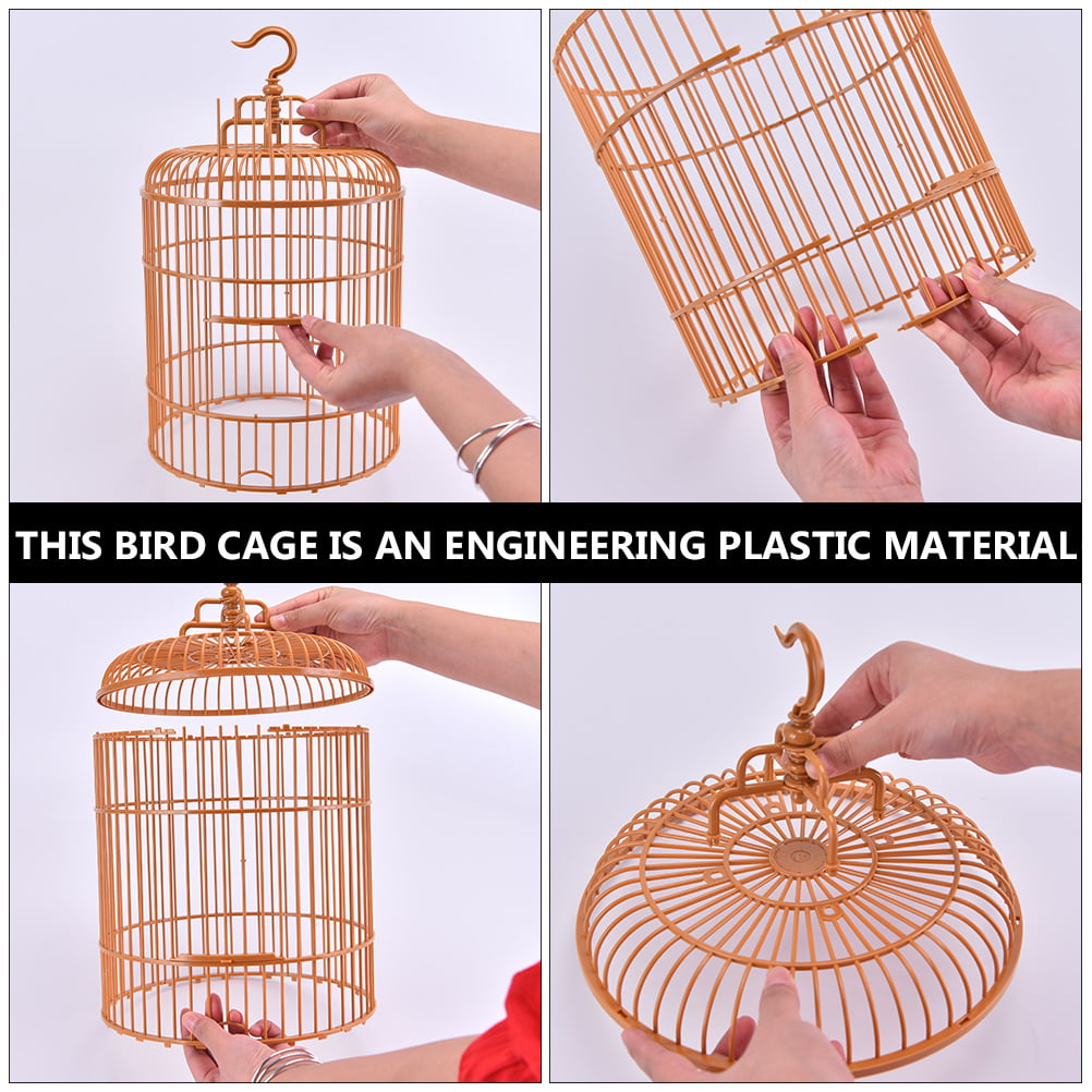 Frcolor Cage Bird Round Cages Parakeet Hanging Parrotplasticstand Small Parakeets Budgie Cage Travel Birdcage Lovebird