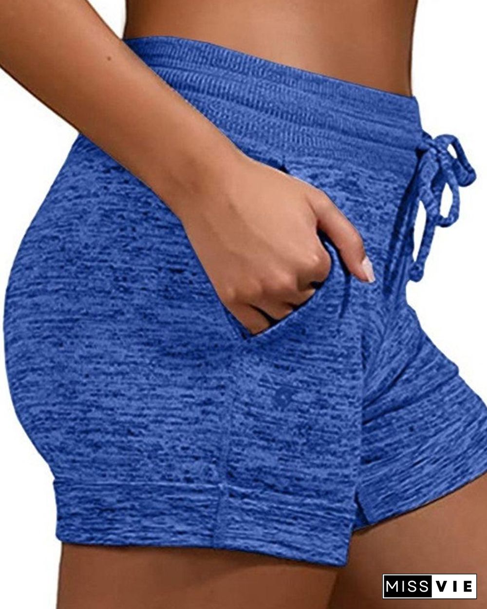 Plain Drawstring Basic Yoga Shorts