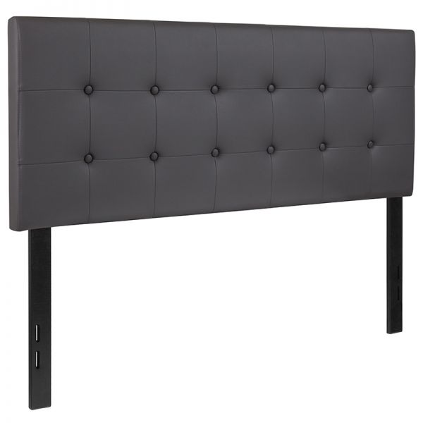 Lennox Tufted Upholstered Full Size Headboard in Gray Vinyl