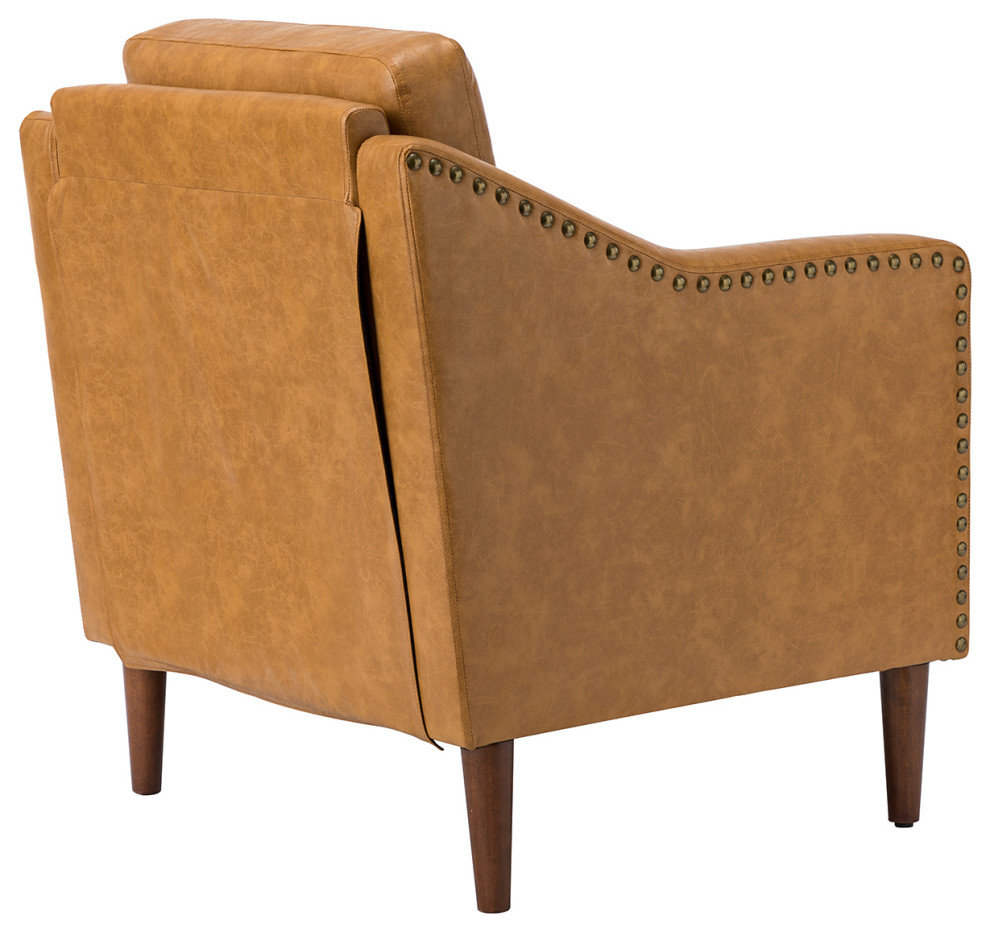 Vegan Leather Armchair With Sloped Arms Set of 2   Midcentury   Armchairs And Accent Chairs   by Karat Home  Houzz