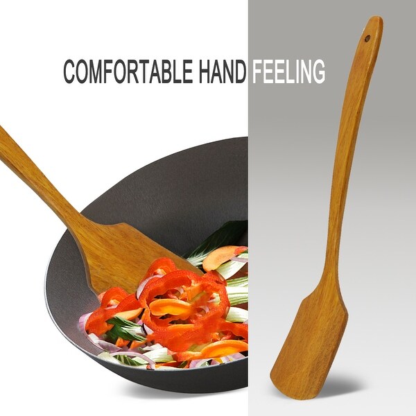 Wooden Turner Stir Frying Wok Spatula Kitchen Pan Cooking Baking Brown - 14.8