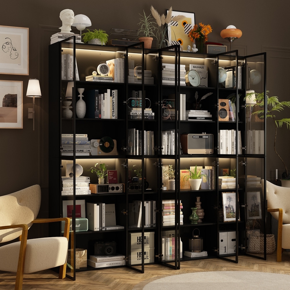 Large Modern Modular Storage Cabinet with Lighting Curio Display