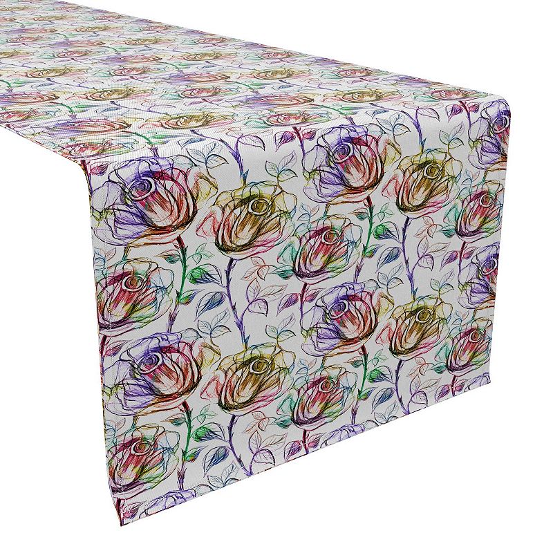 Table Runner， 100% Cotton， 16x90， Floral 195