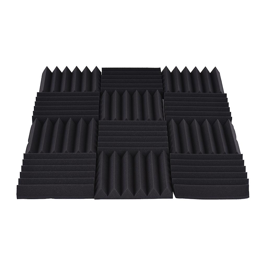 12 Pack Studio Acoustic Foams Sponge Panels Tiles Absorption Sound Insulation Foam Triangle Flame-retardant High Density 30 * 30cm / 12 * 12in Blackandr