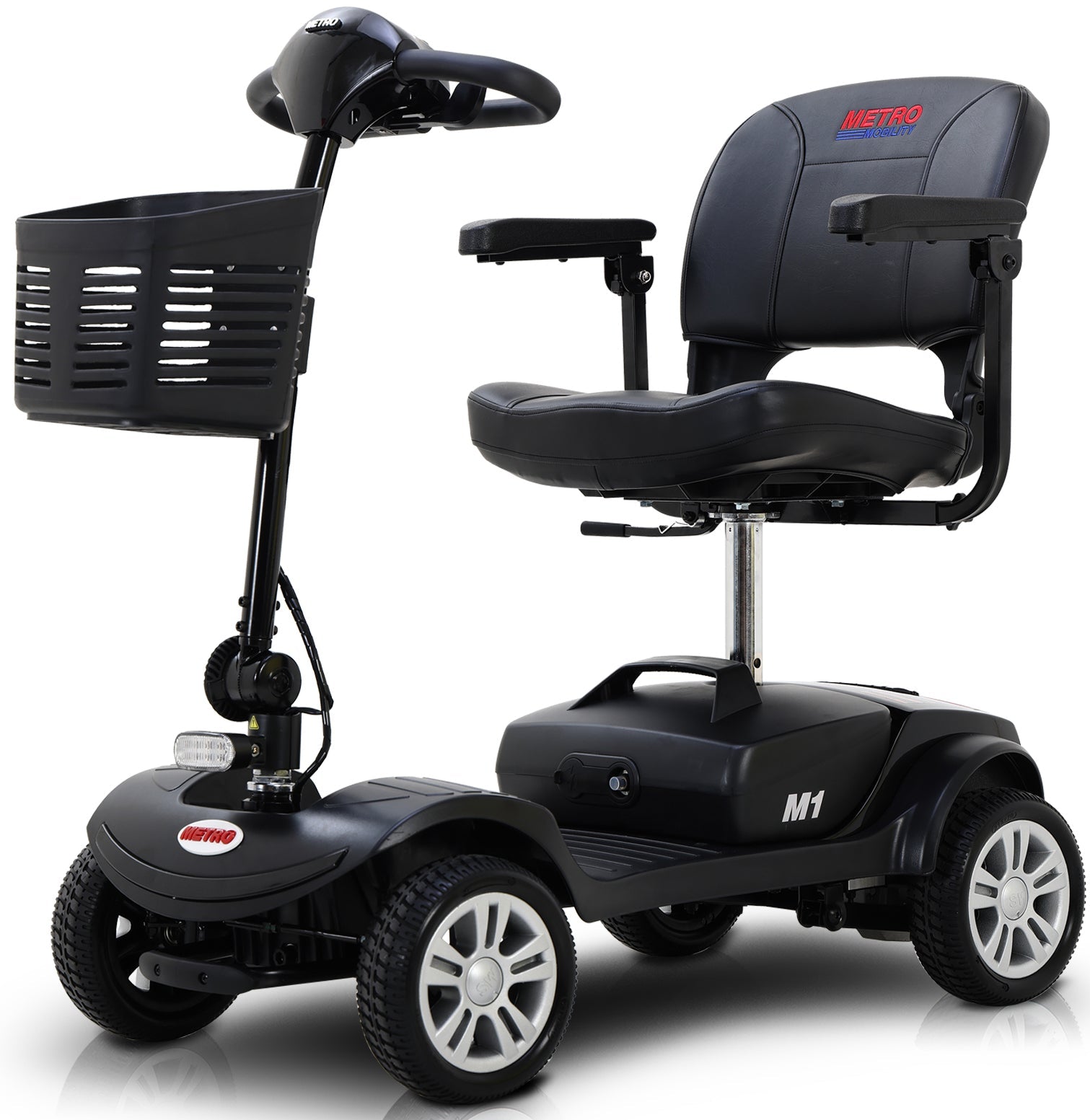 Mobility Scooter Delivers 4 Wheel with Head Light- Max Speed 5 Mph, Max Load 265lbs,Adults Electric Medical Scooter , Lightweight and Compact for Travel(Black Whit Head Light)