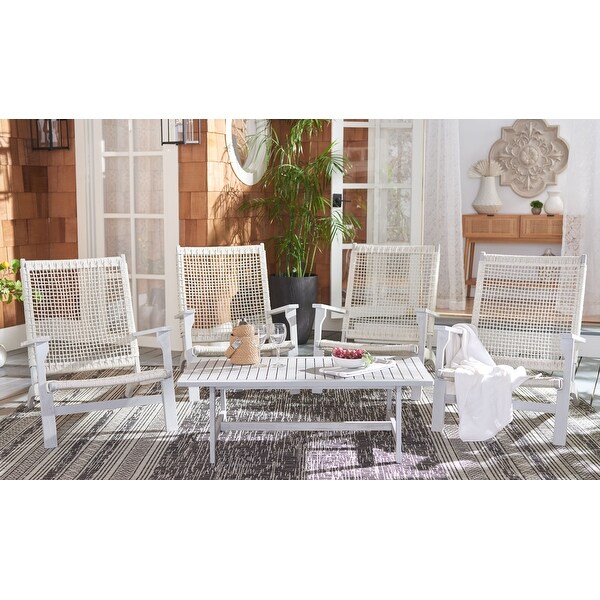 SAFAVIEH Outdoor Deven 5Piece Acacia Wood Coffee Set.