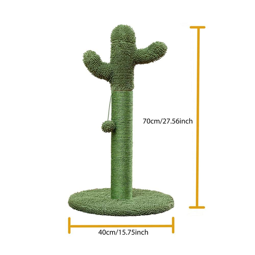 Foobrues 27.60 in. H Lovely Cactus Pet Cats Scratching Posts and Trees with Interactive Ball in Green LNN-P23168373