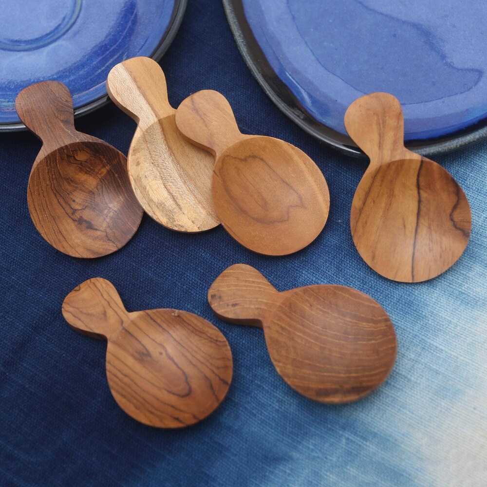 Handmade Time With Friends Wood Sugar Spoons (Set Of 6) Indonesia   3\