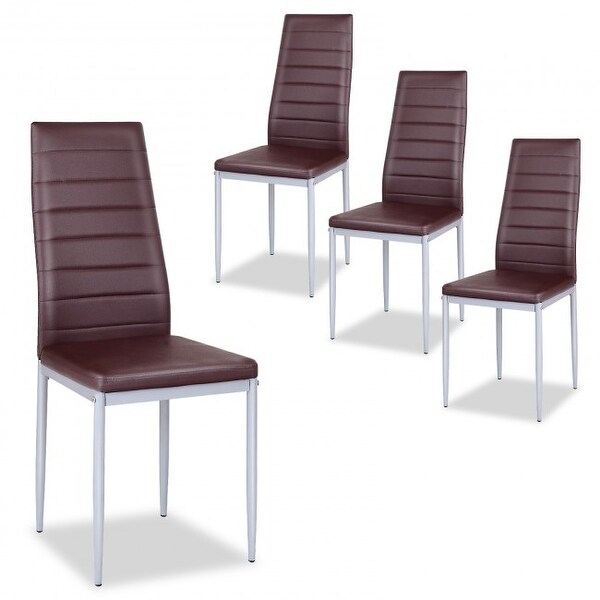 4 pcs PVC Leather Dining Side Chairs Elegant Design - 16.0