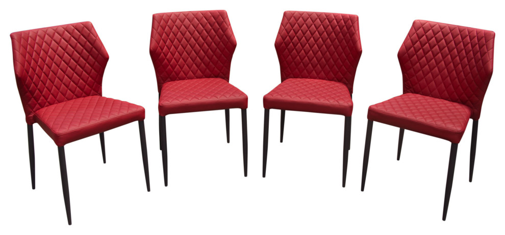 Set of 4 Contemporary Red Stacking Dining Chairs Tufted Leather  Set of 4   Midcentury   Dining Chairs   by Sideboards and Things  Houzz