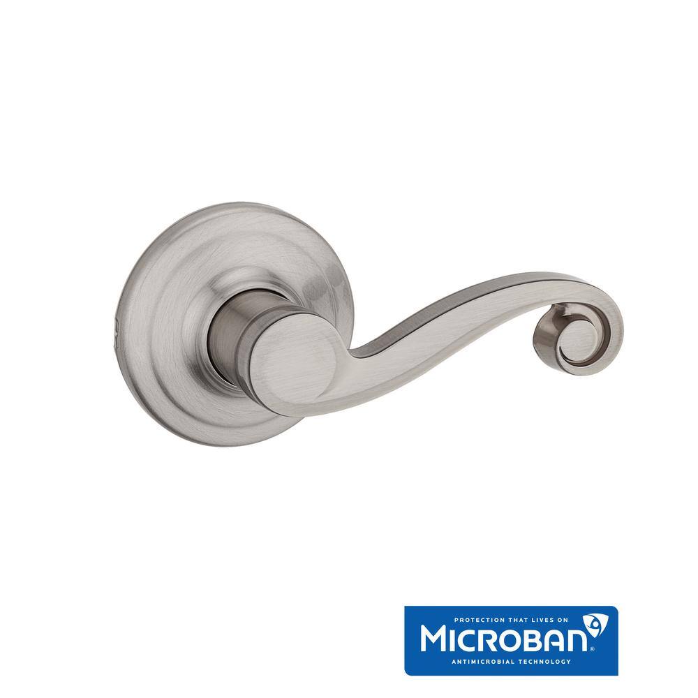 Kwikset Lido Satin Nickel Right-Handed Dummy Door Lever with Microban Antimicrobial Technology 788LL RH 15 V1