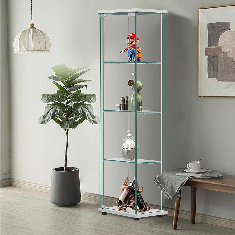 Tempered Glass Bookshelf Curio Display Cabinet