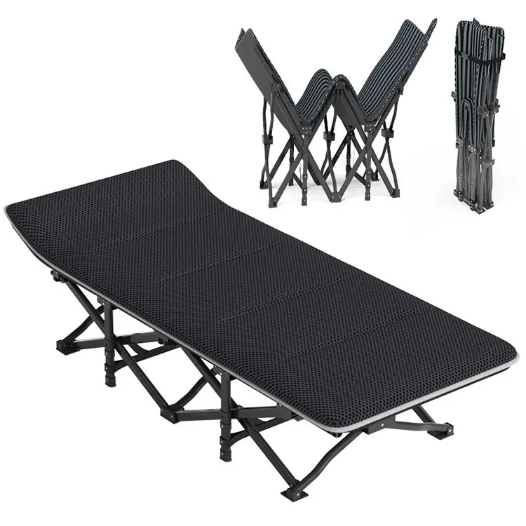 outdoor portable folding bed  camping cot for adult with cushion