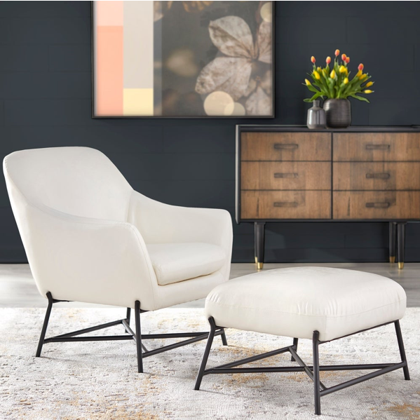 angelo:HOME Arm Chair & Ottoman Set - Corin (white)