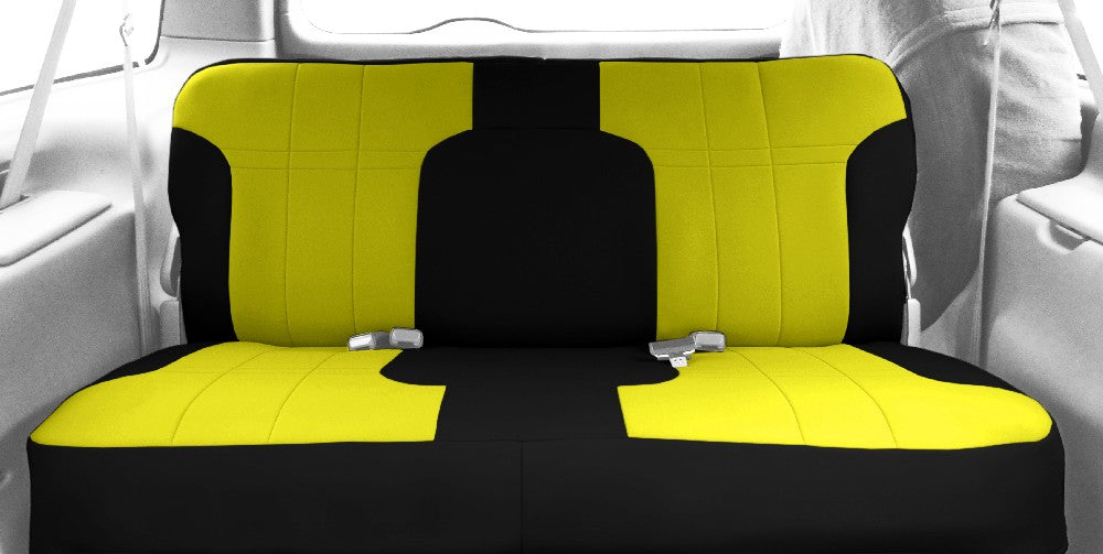 CalTrend Front Solid Bench Neo Seat Covers for 1994-2000 Chevy/GMC C/K 1500-3500 - CV390-12NN Yellow Insert with Black Trim