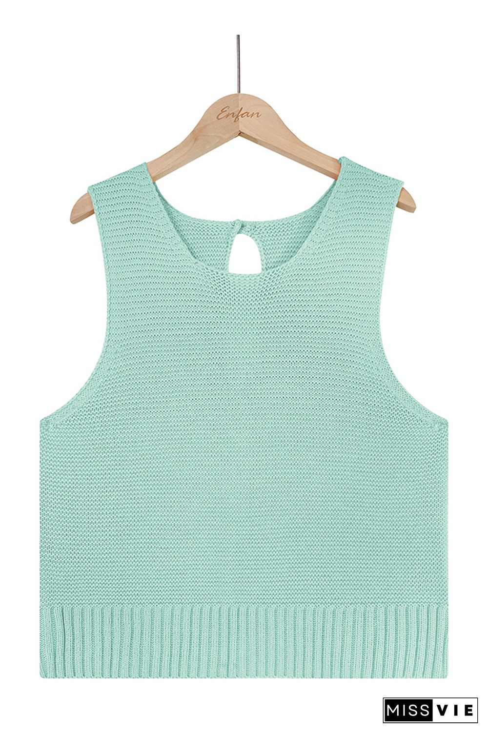 Cut Out Back Plain Knit Tank Top