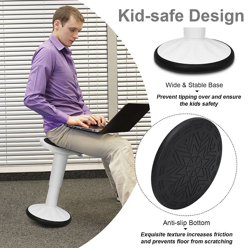 Adjustable Active Learning Stool Sitting Home Office Wobble Chair with Cushion Seat