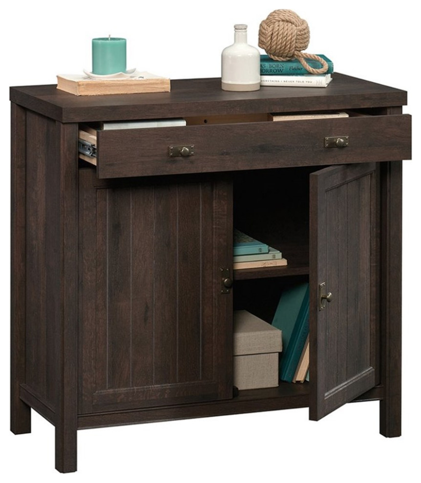 Sauder Costa Engineered Wood Library Base Cabinet in Coffee Oak Finish   Transitional   Accent Chests And Cabinets   by Homesquare  Houzz