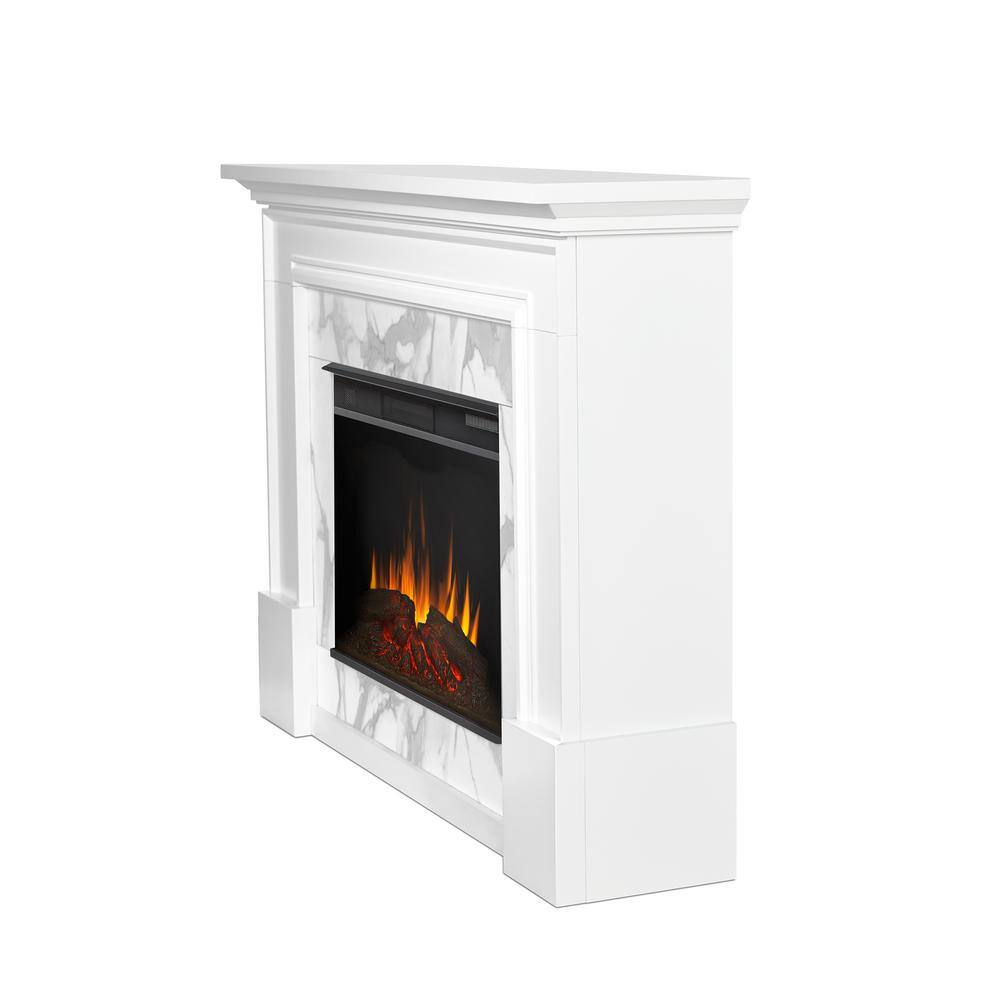 Real Flame Merced Grand 61 in. Freestanding Wooden Electric Fireplace in White 8240E-W