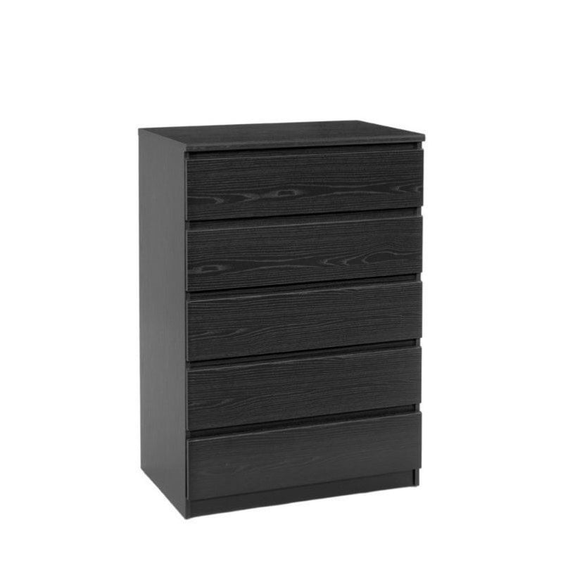 Pemberly Row 5 Drawer Chest in Black Woodgrain