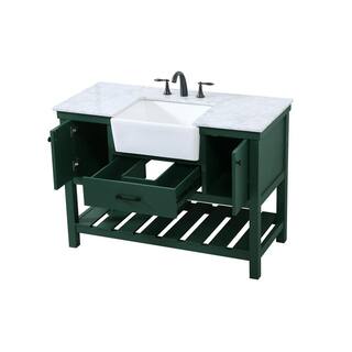 Timeless Home 22 in. W x 48 in. D x 34.125 in. H Bath Vanity in Green with Carrara White Marble Top TH120296GN