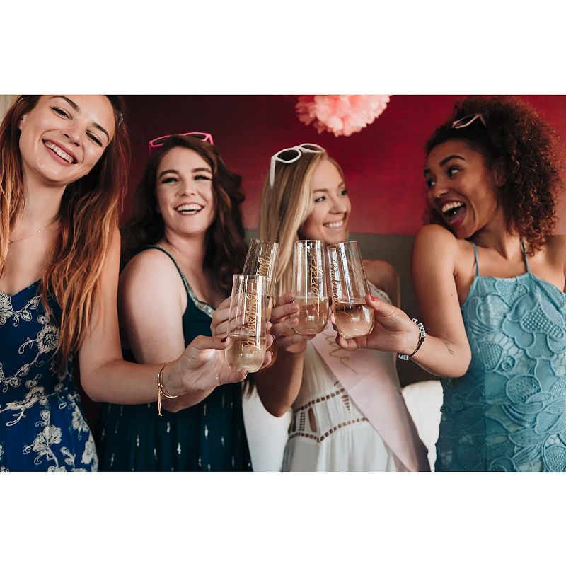 Women's  Bridesmaid Durable Plastic Stemless Champagne Glasses