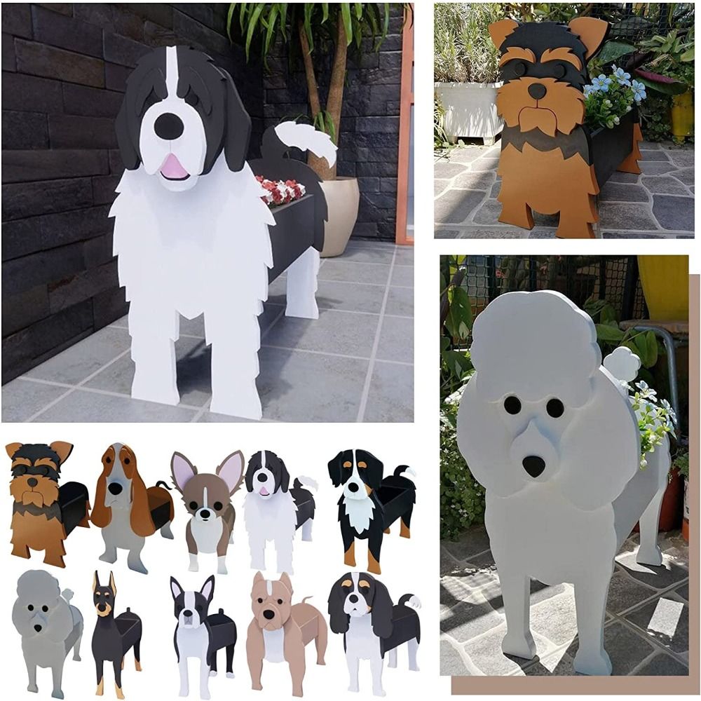 Cartoon Garden Animal Shaped Box PVC Dog Planter Pot Succulent Planter Flower Pot Plant Pots 6