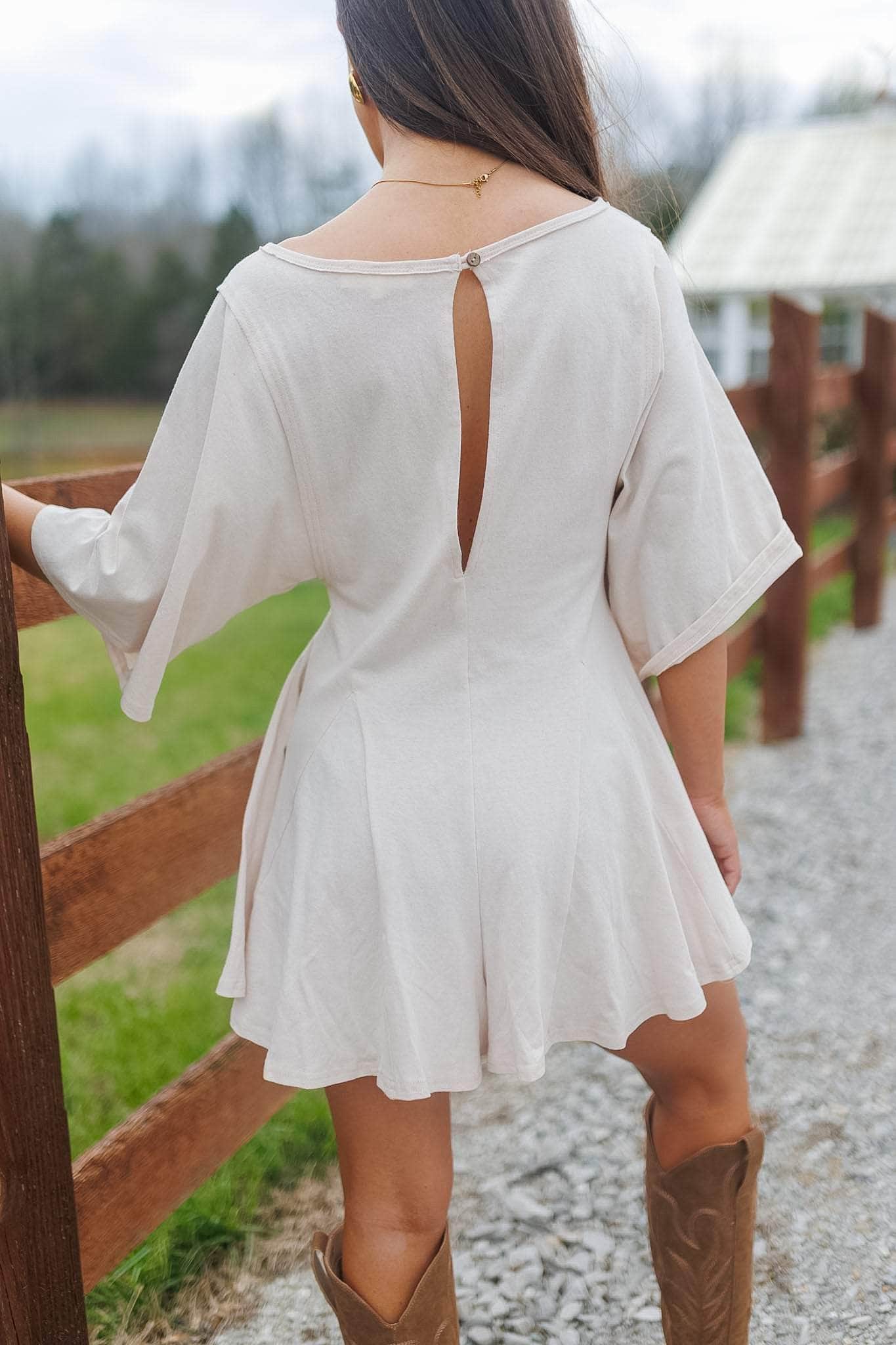 [Pre-Order!] Cream Front Pocket Romper