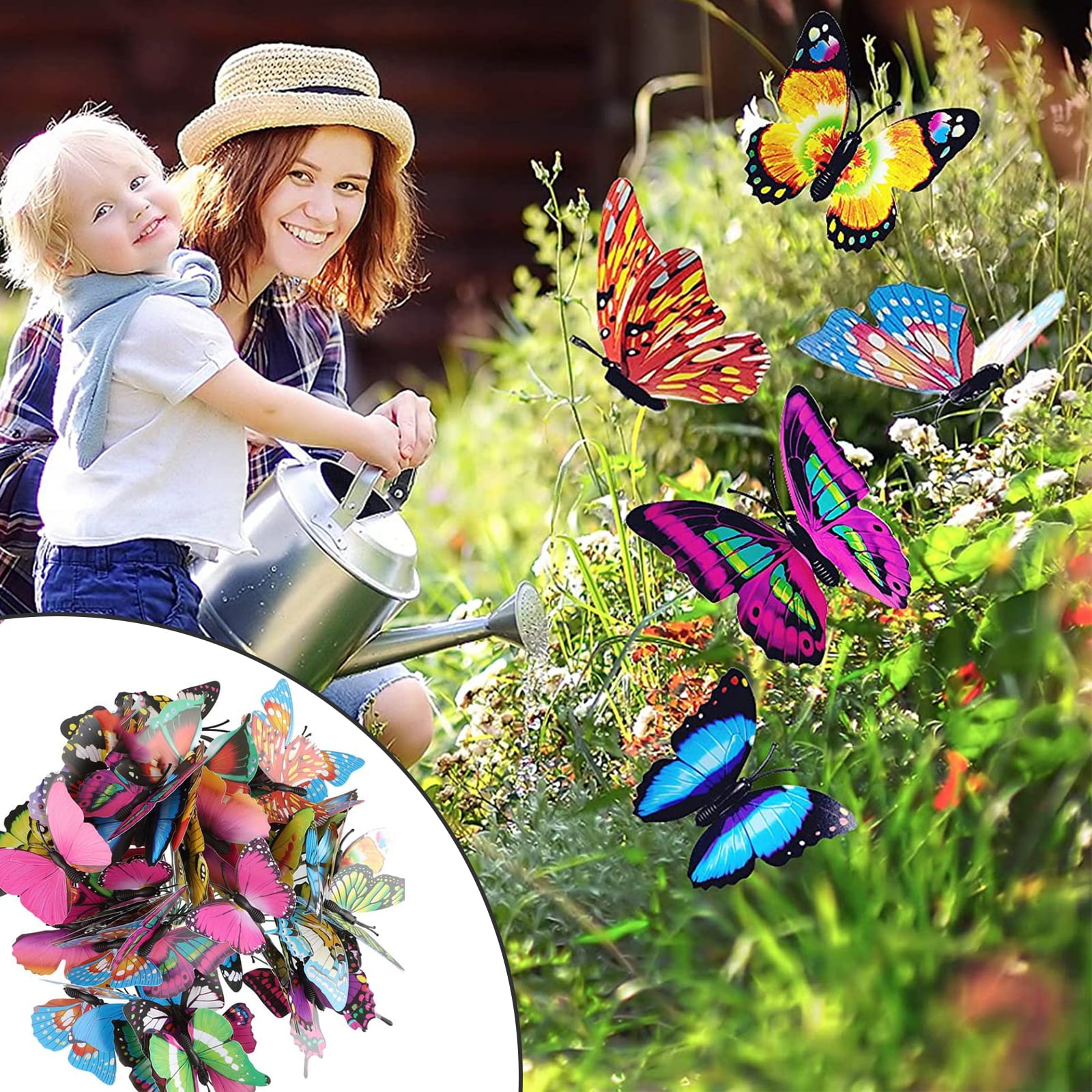 50pcs Garden Butterfly Stakes, EEEkit Waterproof Butterflies Stakes 11inch Garden Ornaments, Patio Decor Butterfly Yard Stake Decorative for Outdoor Christmas Decorations Party Supplies