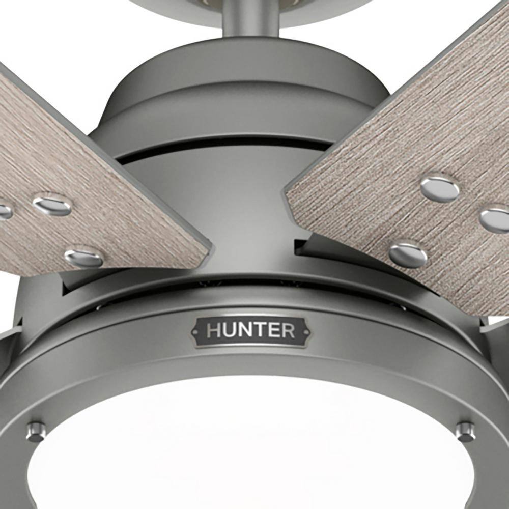 Hunter Gravity 72 in. Integrated LED Indoor Matte Silver Smart Ceiling Fan with Light Kit and Remote Included 51884