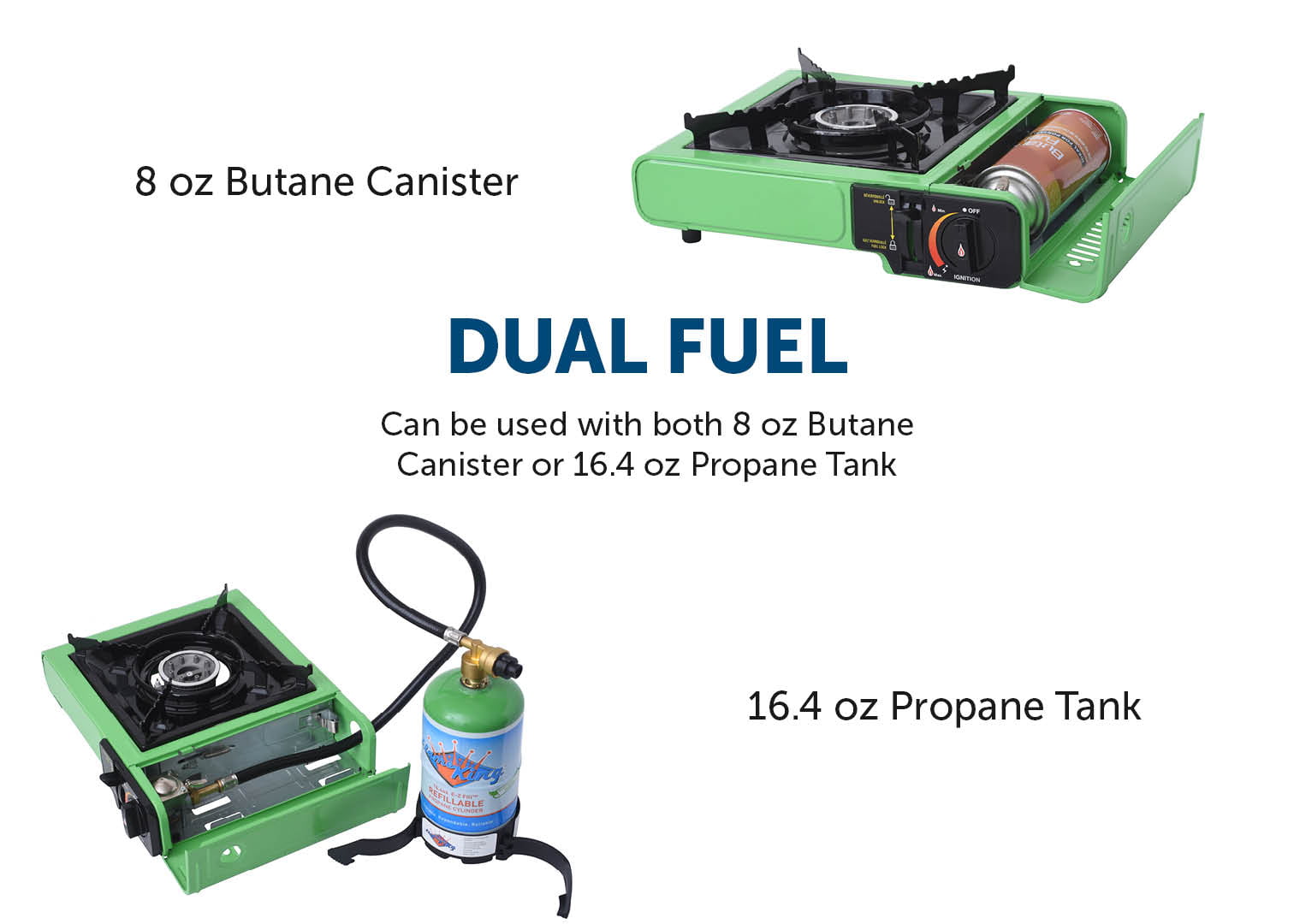 Portable Multi Fuel Butane or Propane Camping Stove Burner with Carry Case