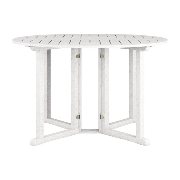 Outdoor Drop Leaf Round Dining Table Whitewash Corliving