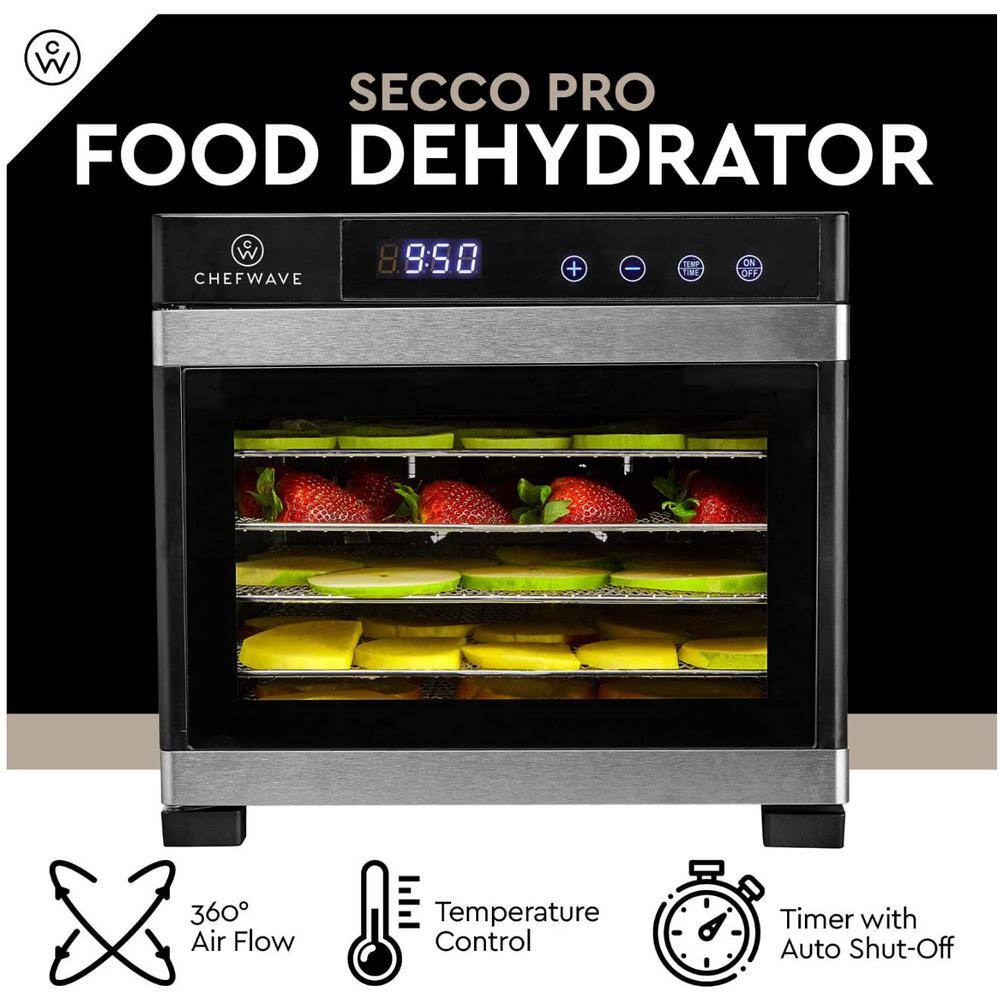 CHEFWAVE Secco Pro Food Dehydrator with 6 Drying Racks (Stainless Steel) CW-FD06