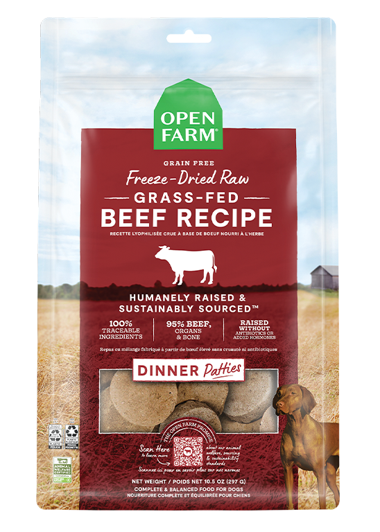 Open Farm Grain Free Grass Fed Beef Recipe Freeze Dried Raw Dog Food P