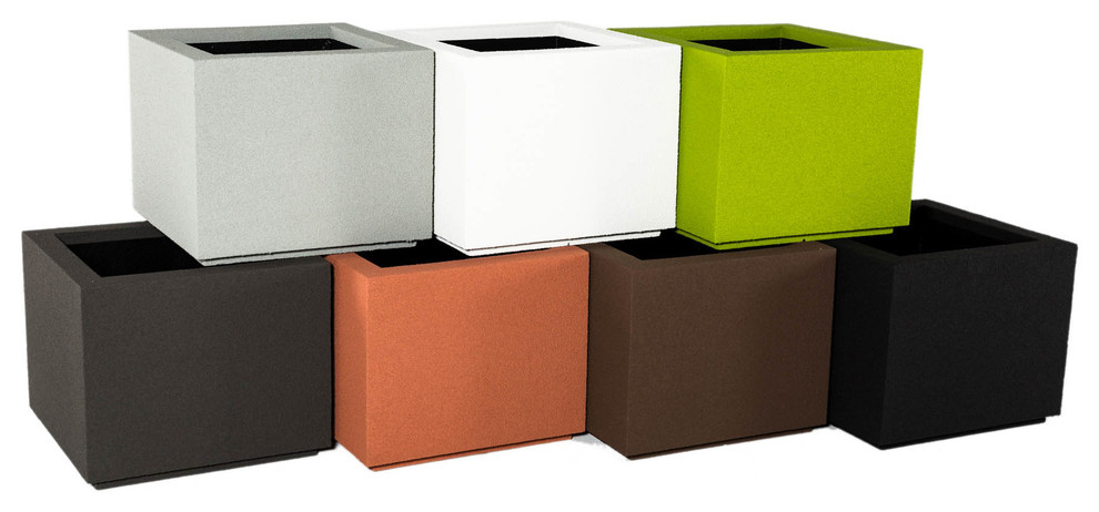 Milan Square Outdoor Planter   Contemporary   Outdoor Pots And Planters   by Poly Stone Planters  Houzz