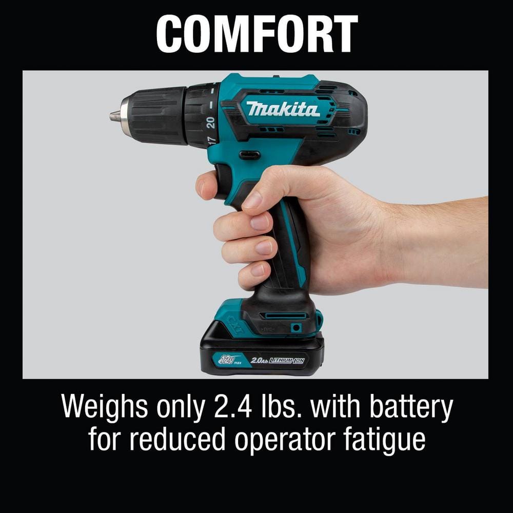 Makita 12V max CXT Lithium-Ion Cordless 3/8 in. Driver Drill Kit, 2.0 Ah FD09R1