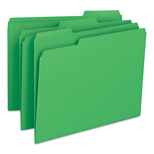 Smead Colored File Folders， 1/3-Cut Tabs， Letter Size， Green， 100/Box (12143)