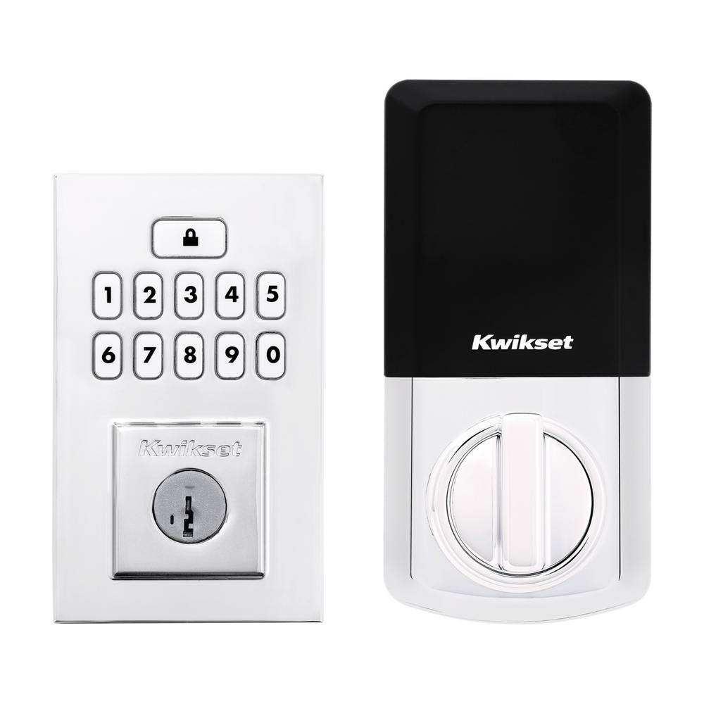 Kwikset Smartcode 260 Contemporary Polished Chrome Keypad Single Cylinder Electronic Deadbolt featuring SmartKey Security 9260CNT26SMTRBP