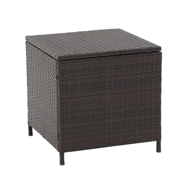 Outdoor Wicker Side Table with Storage