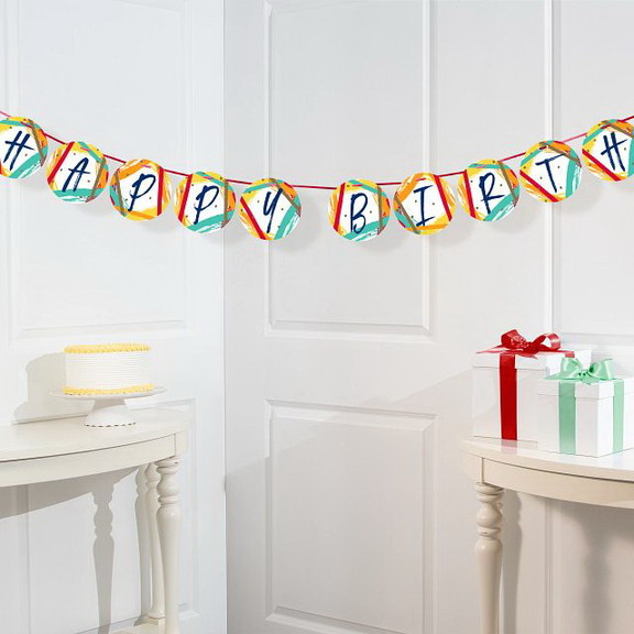 Creative Converting 356655 Birthday Stripes Banner