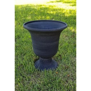 Exaco Modena 18 in. H x 16 in. W Dark Gray Washed Fiber-Clay Urn FM-012