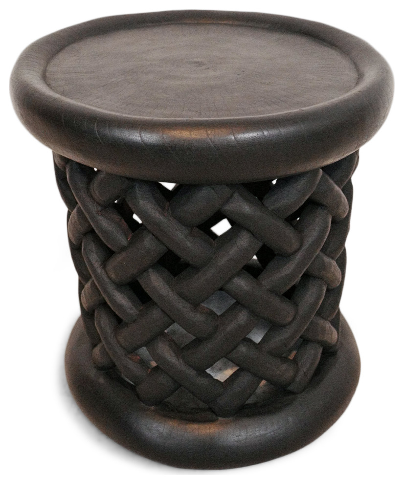 Consigned Basket Weave Bamileke Stool   Transitional   Accent And Garden Stools   by Design Mix Furniture  Houzz