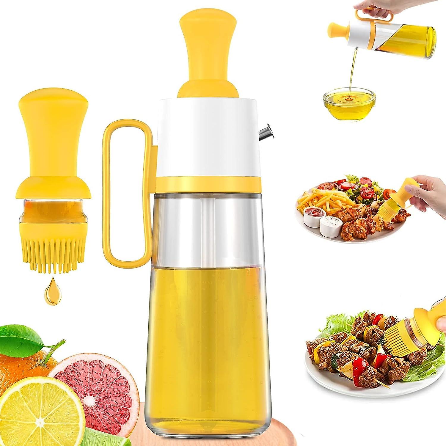 Oil Dispenser Bottle， 2 In 1 Glass Olive Oil Dispenser Dropper Bottle Cooking Oil Dispenser Container Bottle For Cooking， Barbecuing (l-yellow)