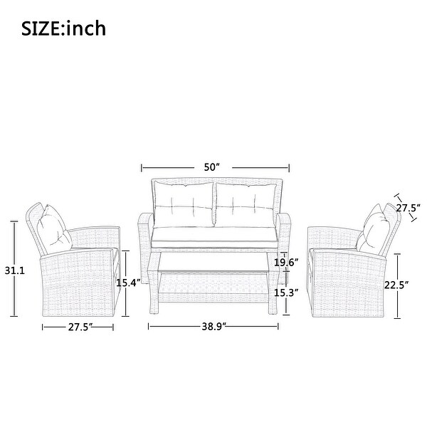 4 Piece Outdoor Conversation Set - Overstock - 37457944