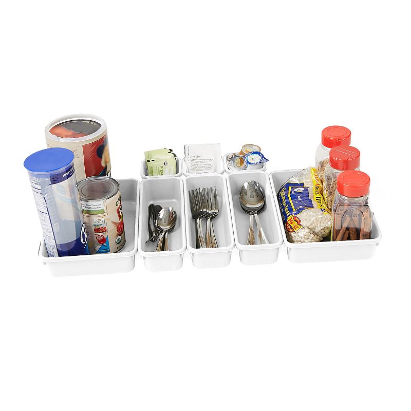 Mind Reader 8-piece Interlocking Multi Purpose Storage Compartment Organizer