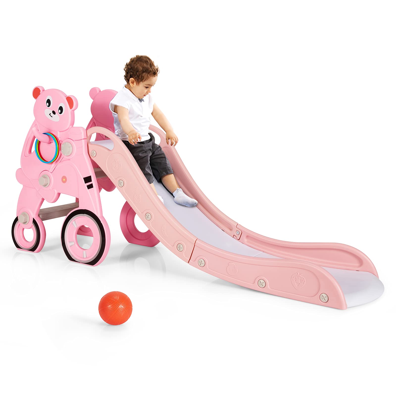 BABY JOY Slide for Kids, 4 in 1 Folding Toddler Large Climber Slide with Extra Long Slipping Slope