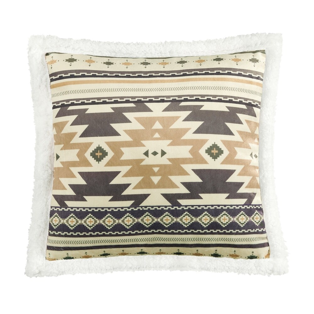 Indigo Hill by HiEnd Accents Desert Sage Southwestern Aztec Campfire Sherpa Pillow  18\